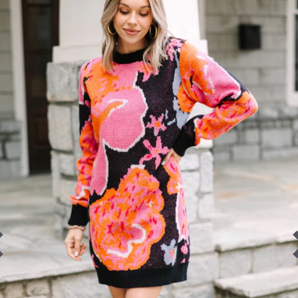 Brand new Black Floral Sweater Dress Size M